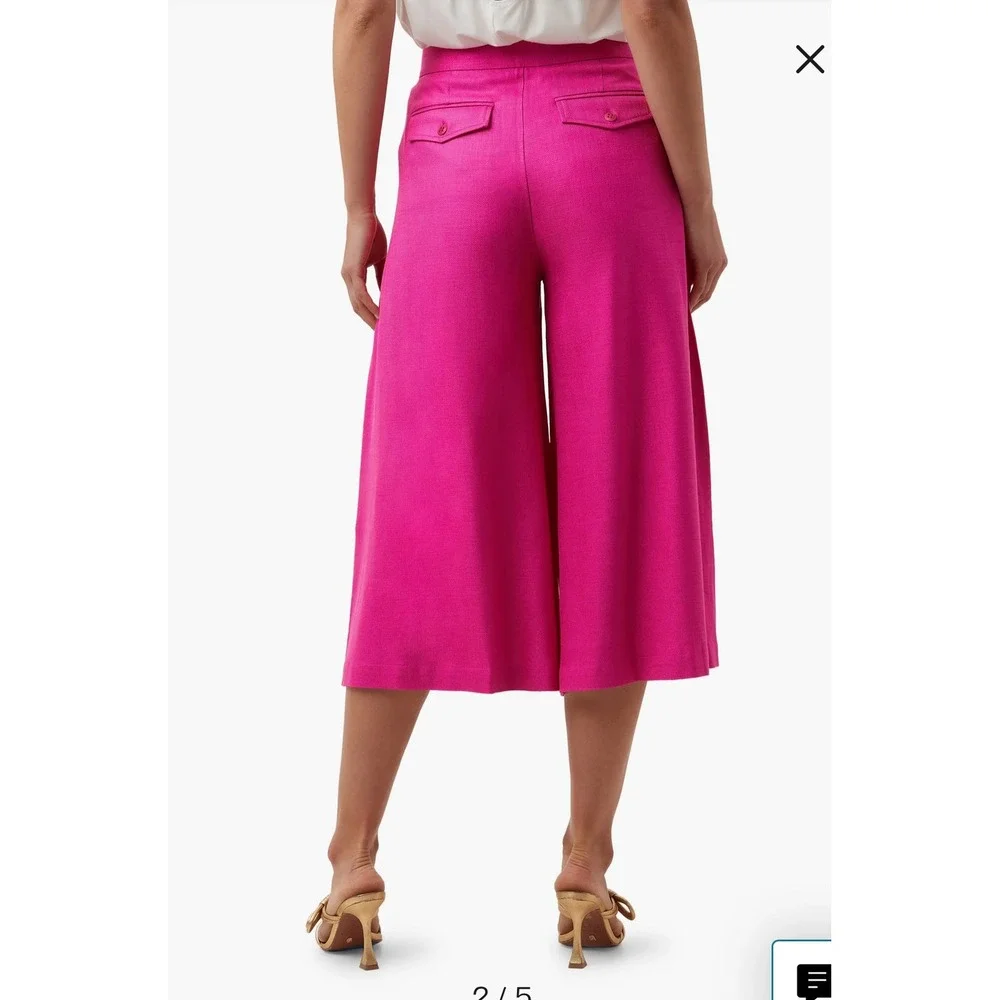Trina Turk‎ Carefree Pant Women's Pink Culottes Wide Leg Cropped Pleated Size 4